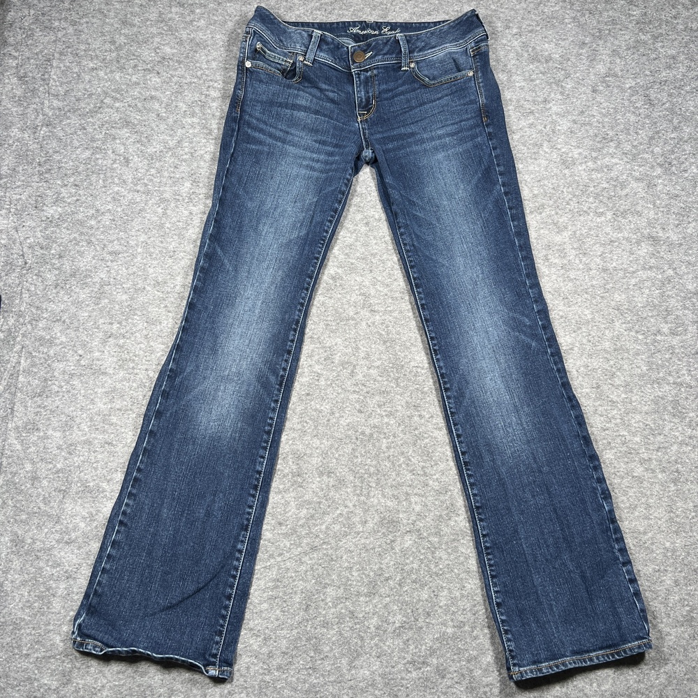 American Eagle Jeans Womens 10 Long Blue Slim Bootcut Medium Wash Western Ranch